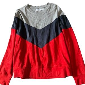 Topman Red, Gray, and Black Chevron Crewneck Sweater